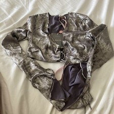 House of CB women’s metallic gold Cropped  long sleeve blouse Size XS $135