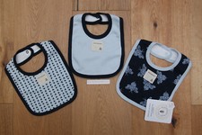 Burt's Bees Baby Boy 3 Pack Bib Set  Navy Blue  Blue  Organic Cotton