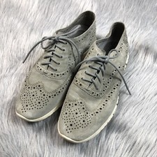 Cole Haan Womens Zerogrand Gray Suede Wingtip Oxford Shoes Size 8 B