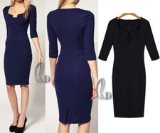 AU STOCK LADY'S BODYCON COCKTAIL PARTY BUSINESS OFFICE SLIM PENCIL DRESS DR015
