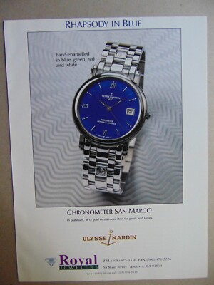 1996 ULYSSE NARDIN CHRONOMETER WATCH art print ad