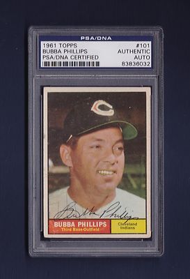 Bubba Phillips signed Cleveland Indians 1961 Topps baseball card Psa/Dna