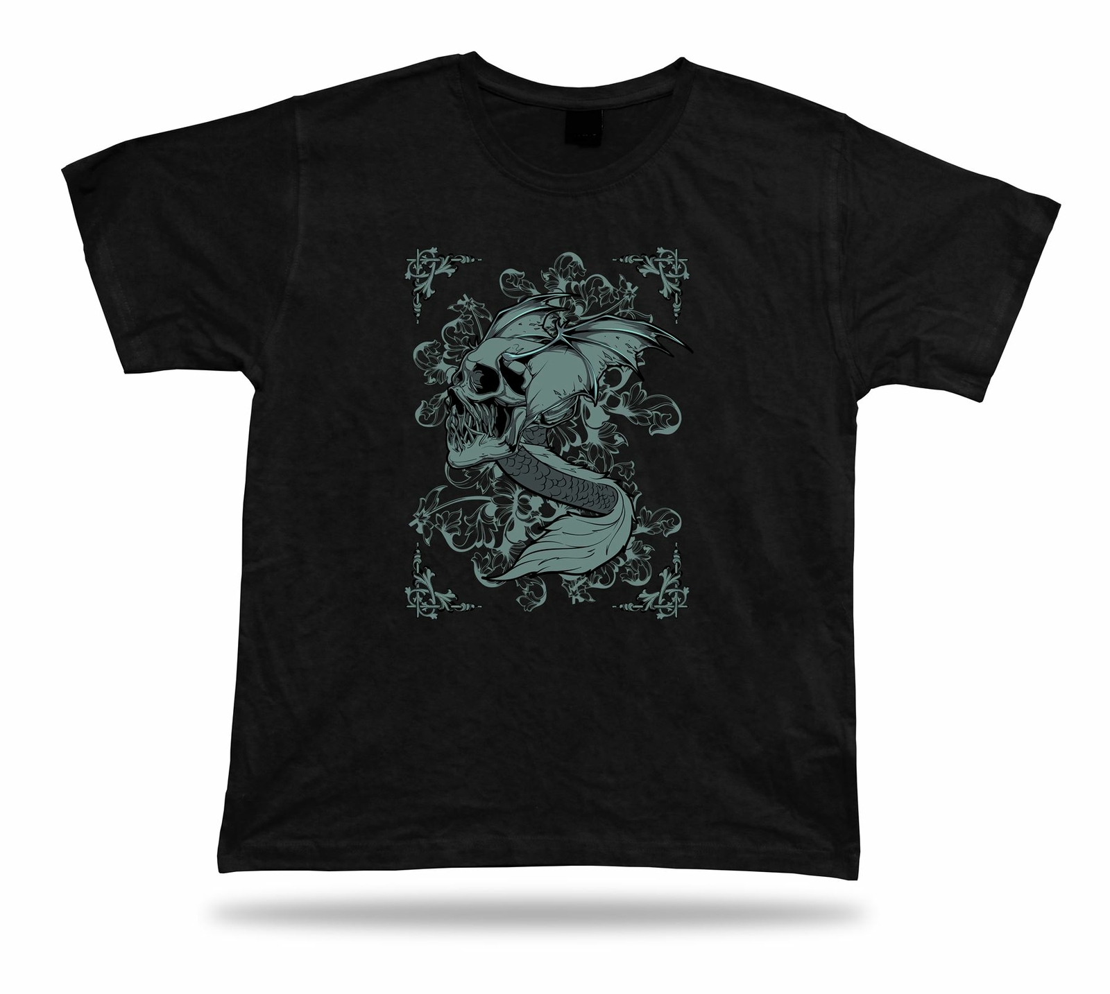 Tshirt Tee Shirt Birthday Gift Idea Flying Snake Tail Wings Skull Weird Creepy