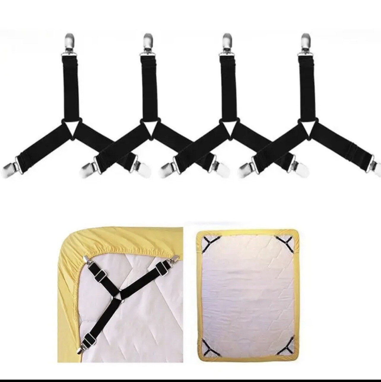 Sujetadores DE Sabana Para Cama Tirantes Ajustables Pinza De Fijación 4 Piezas