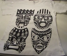 Kabuki Mask T-Shirt Women's S White Print Graphic Kokou Kaws Japan Logo Black