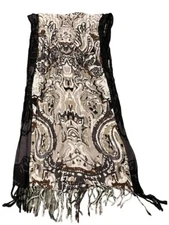 Apt 9 Brown Paisley Scarf Fringe 70”L x 20”W Excellent Condition