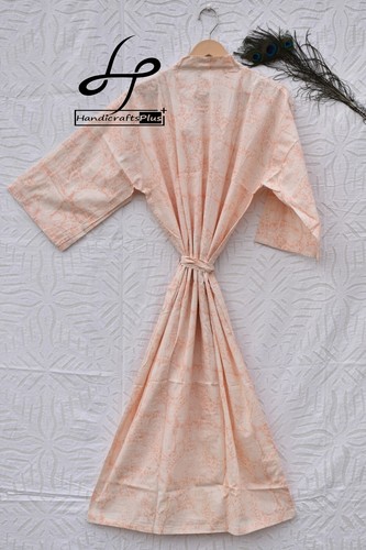 One Size Bikini Cover-up Cotton Handmade Robe Indian Kimono 3/4Sleeve Sexy Gown - Picture 25 of 37