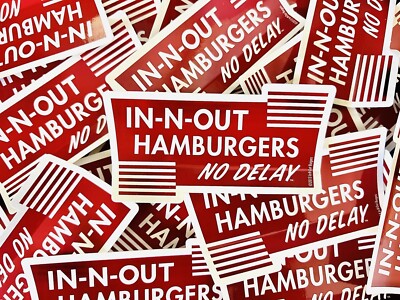 In N Out Burger Bumper Sticker California In-N-Out No Delay USA In And Out CA
