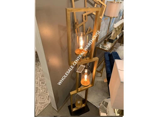 CIELO MODERN 64" AGED GOLD STAGGERED STEEL FLOOR LAMP GLASS GLOBES 28189 - Picture 2 of 8