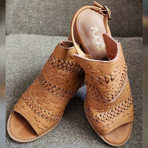 Sugar Tan Block Heel Shoes Women's Size 8.5 - Picture 3 of 6