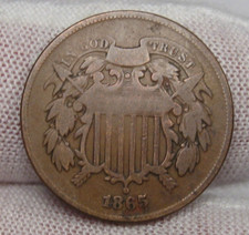 1865 2c Zwei-Cent-M&uuml;nze. BONUS: R&uuml;ckseite Stempelfehler