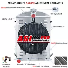 4-Row Radiator+Shroud Fan For 1930~1931 Ford Model AA Double A Heavy Duty 3.3L.