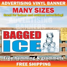 BAGGED ICE Advertising Banner Vinyl Mesh Sign Flag cold drinks tea lemonade bar