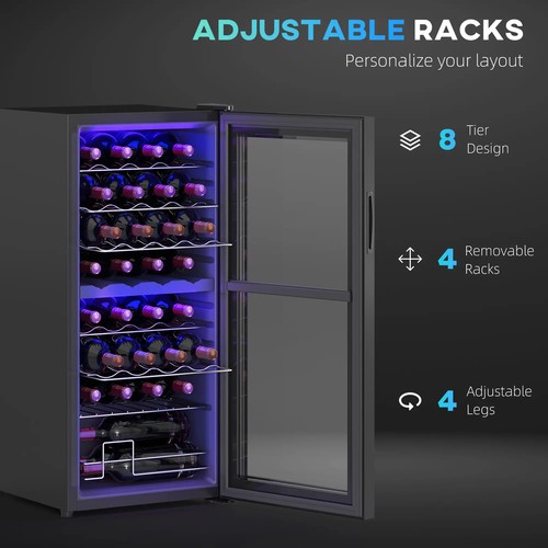 HOMCOM 86L Dual Zone Wine Cooler with Adjustable Temperature Control, Black - Picture 6 of 8