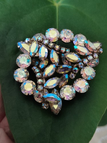 Signed Sherman Brooch Champagne Crystals Aurora Borealis Gold Plated Fabulous - Bild 15 von 15