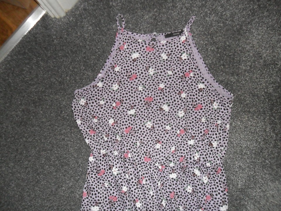 LILAC FLORAL SLEEVELESS STRAPPY JUMPSUIT SIZE 12 eBay