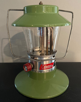 Coleman Model 5107 Single Mantle Propane Lantern, Pyrex Globe, Vintage, 4/1974