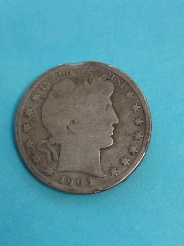Scrap Silver 1905 Barber Half Dollar- Scrap Condition 12. 51 Grams 90% Silver