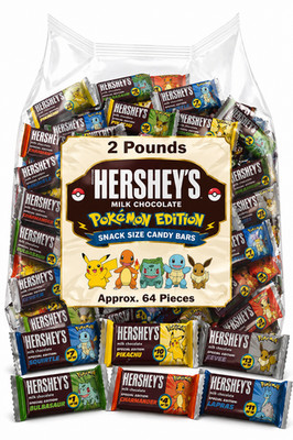 Hershey s Milk Chocolate, Pokemon Edition 18 Designs, Snack Size Bars (2 Pounds)
