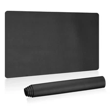 24"x13" Large Desk Mat, PU Leather Dual Side Large Desk Pad, Black