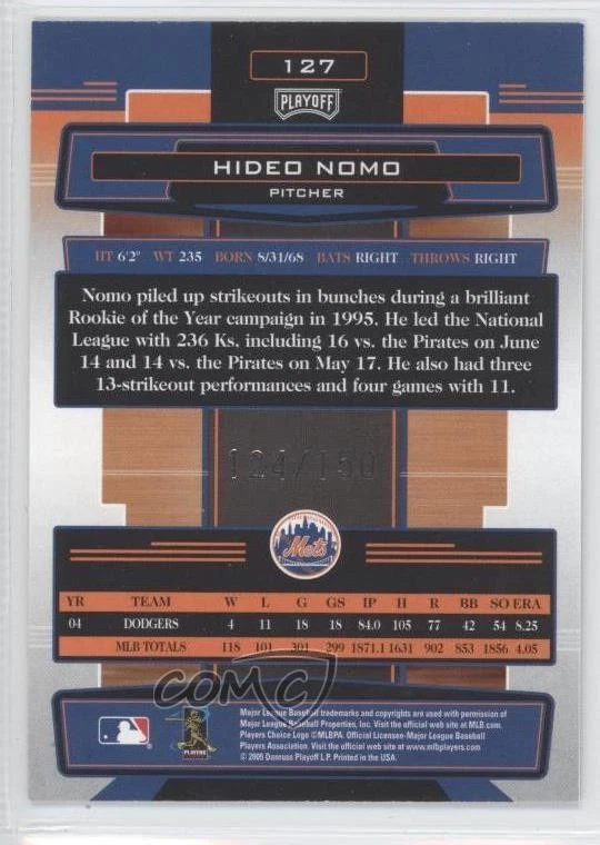 2005 Playoff Absolute Memorabilia Spectrum Silver /150 Hideo Nomo #127 - Image 2 of 2