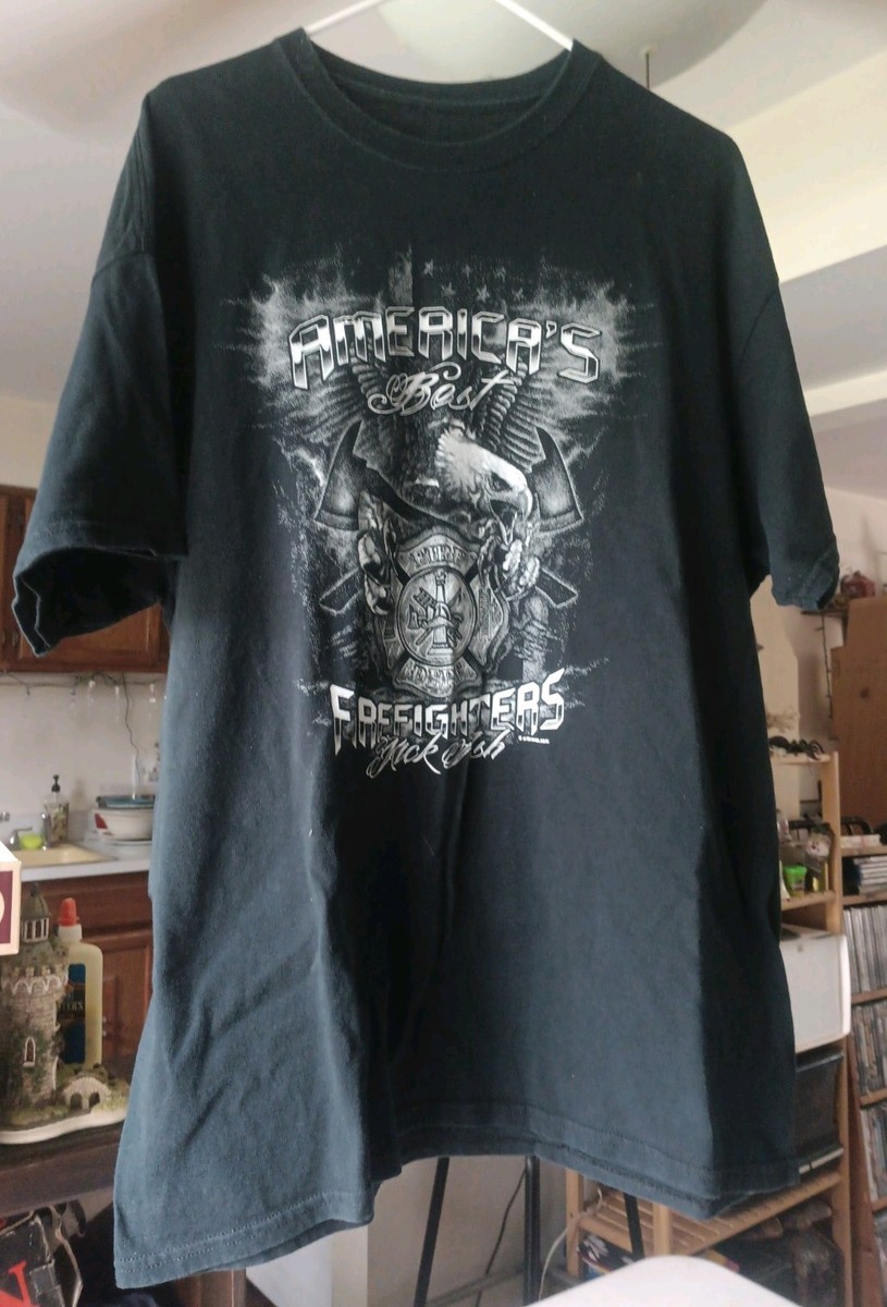 America's Best Firefighters Kick Ash XL Black T-shirt Front Design Only