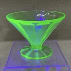 Vintage Uranium Federal Glass Sherbet Dessert Footed Cup Clear Green