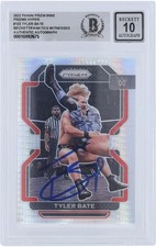 Tyler Bate WWE Signed 2022 Panini Prizm Hyper Prizm #133 BAS Fanatics 10 Card