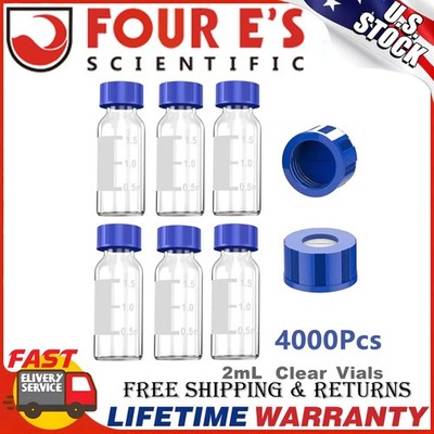 4000Pcs 2ml Autosampler Vials Borosilicate Glass Vials 9-425 HPLC Screw Caps US