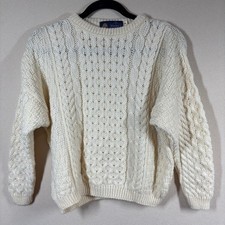Vtg Tivoli Aran Childs Wool Sweater 11/13yrs Chunky Cable Knit Cozy Fisherman