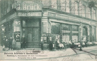 AK Hamburg St. Georg - Bier-Halle J. Brück Steindamm 117 - gel. 1908
