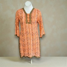 Orange Embroidered Kurta Floral Braiding