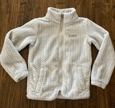 Columbia Gray Patterned Fleece Jacket Girls Size Small