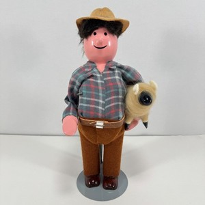 Vintage Sheep Farmer Doll Figurine New Zealand Wood