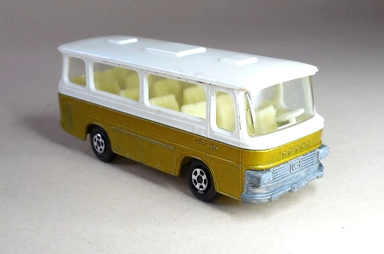 Matchbox Lesney SF 12B-Setra Coach, gold/ weiss, hohle 5 Spokes, unbespielt, top - Bild 2 von 4
