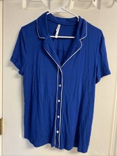 Soma M Cool Nights SS Notch Collar Pajama Top Majestic Blue