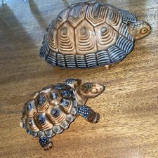 VINTAGE WADE PORCELAIN TORTOISE TRINKET BOX x 2 (LARGE & SMALL)
