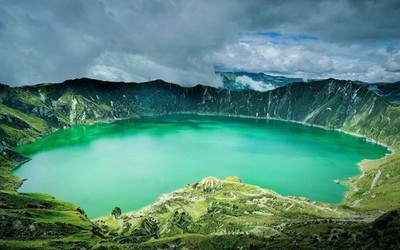 Anime ecuador andes volcano clouds crater grass Play Gaming Mat Desk Game Desk
