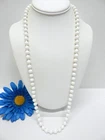 VINTAGE CAROL DAUPLAISE MILK GLASS BEAD NECKLACE 30"
