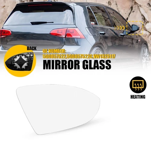 Front Passenger Side Tow Glass Mirror Clear Fit Heated 2015-2021 Volkswagen Golf