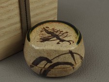 Japanese Oribe Kogo with Kiln Mark Vintage Incense Container Tea Ceremony
