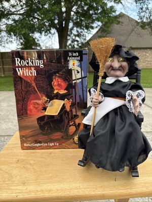 Vintage Animated Gemmy Witch Lot Of 2 - Rocking Witch And Spell Casting Witch 