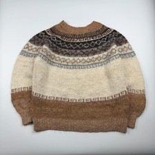 Vintage 90’s Icelandic Nordic Chunky Wool Hand Knit Jumper Women’s M Fair Isle