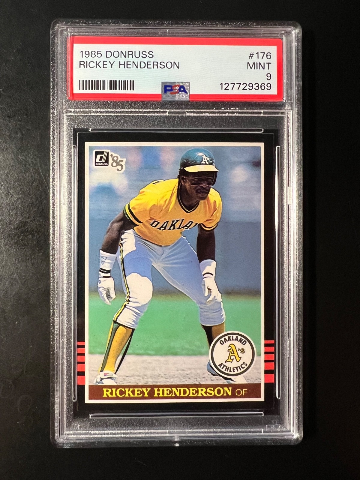 1985 Donruss #176 Rickey Henderson PSA 9 A's