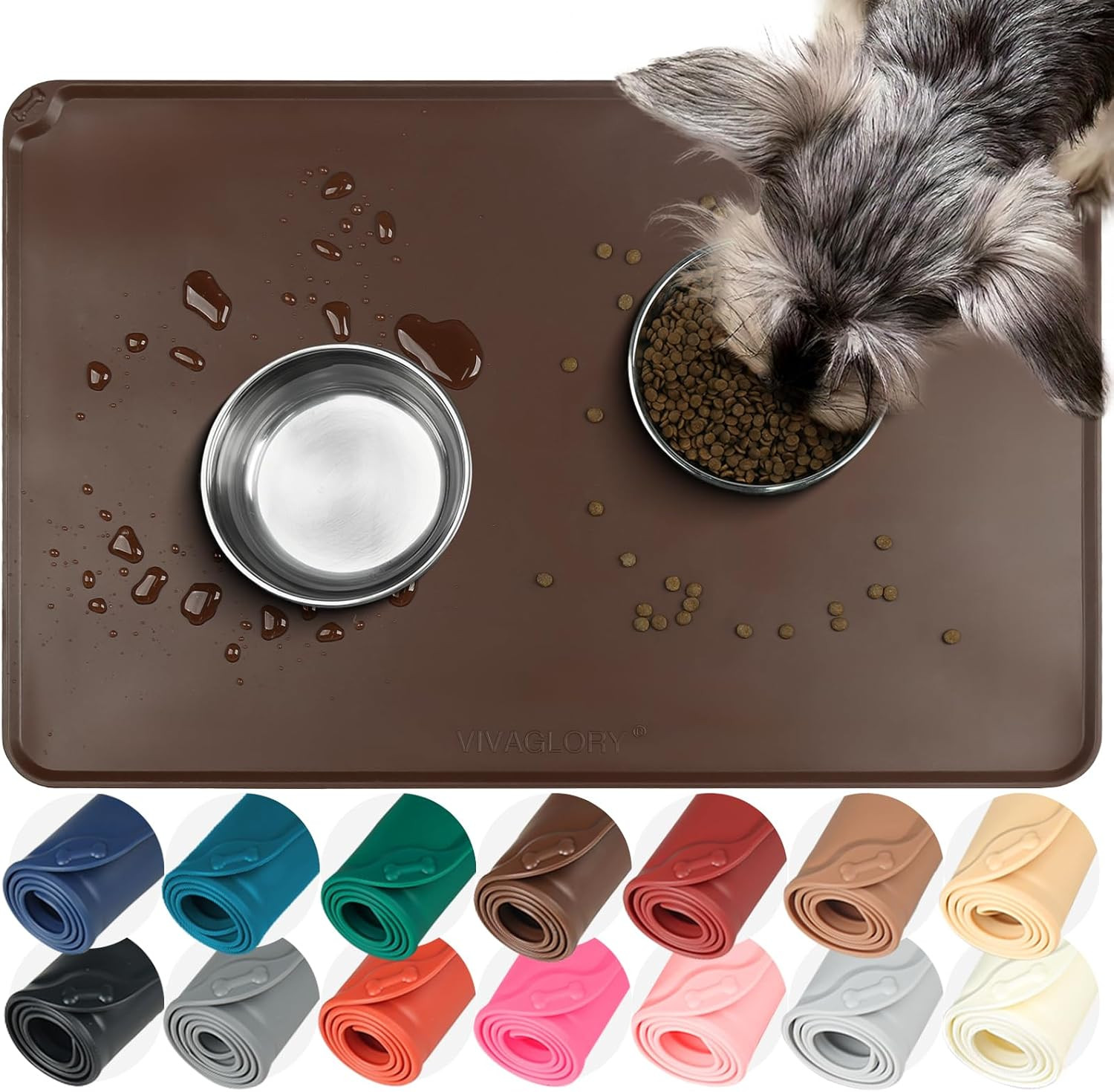Mat Flexmat Dog Bowl Mat Placemat Food Tray With Raised Edges & Lip