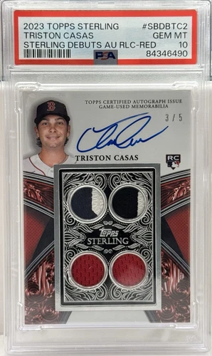 2023 Topps Sterling Triston Casas RC AUTO Game Used Patch #/5 PSA 10