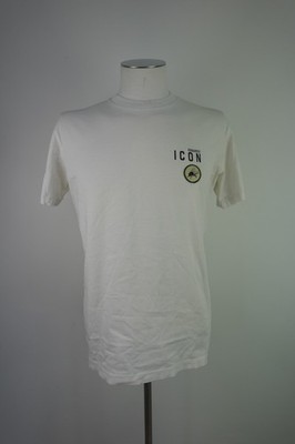 DSQUARED2 ICON MENS JERSEY SIZE M T-SHIRT MAN ITALY COTTON VINTAGE WHITE LOGO