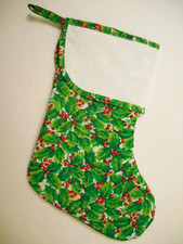 Quilted Christmas Stocking Cross Stitch Charles Craft Aida Cuff HOLLY BERRIES