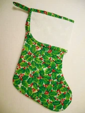 Quilted Christmas Stocking Cross Stitch (Charles Craft Aida Cuff) HOLLY BERRIES