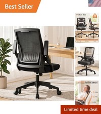 Ergonomic Office Chair with Flip-Up Armrests  Lumbar Support, Black - 300 lbs